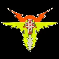 Vintage 1980’s Dogtown Skateboard’s Sticker In DayGlow Orange, Yellow & Red