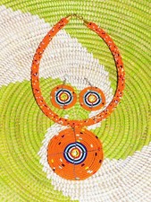 African Speckled Necklace  Earrings Set Maasai Masai Massai ethnic boho jsss19