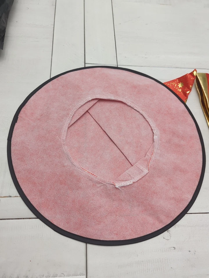 Fantasia cosplay infantil Halloween estrelas douradas vermelhas chapéu bruxo e capa - Imagem 4 de 4