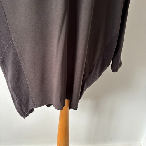 AllSaints Grey Khaki Asymmetric Jersey Hale Tunic Dress Wool Blend Size L - Picture 6 of 17