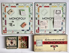 2 Vintage Sets Of Parker Brothers Monopoly Board Games With Wooden Pieces