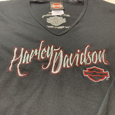 Harley Davidson Black Studded Long Sleeve Tee Las Vegas Women's