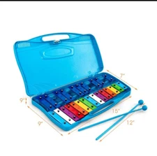 Sonart 25 Notes Kids Glockenspiel Chromatic Metal Xylophone w/ Case & 2 Mallets
