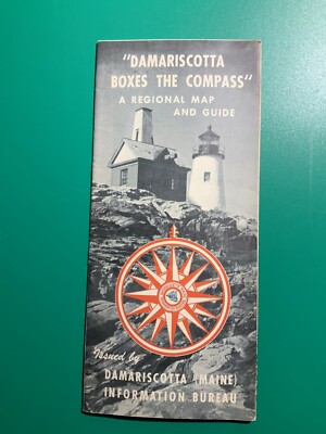 Damariscotta Boxes the Compass Regional Map and Guide Maine ME 1950s Vintage