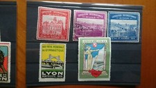 1914   expo internationale de Lyon Lot de 10 vignettes avec gomme +1 oblitérée