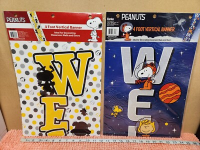 Eureka Peanuts 4 Foot Vertical Banner Lot Of 2 Peanuts Snoopy Classroom ...