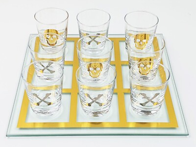 Tic Tac Toe Spiel Trinkspiel 3 in einer Reihe mit 9 x Shotglas Spielbrett 928842