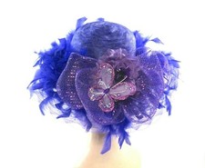 Purple Church Derby Dress Wide Brim Hat Rose Glittered Butterfly Society Lady