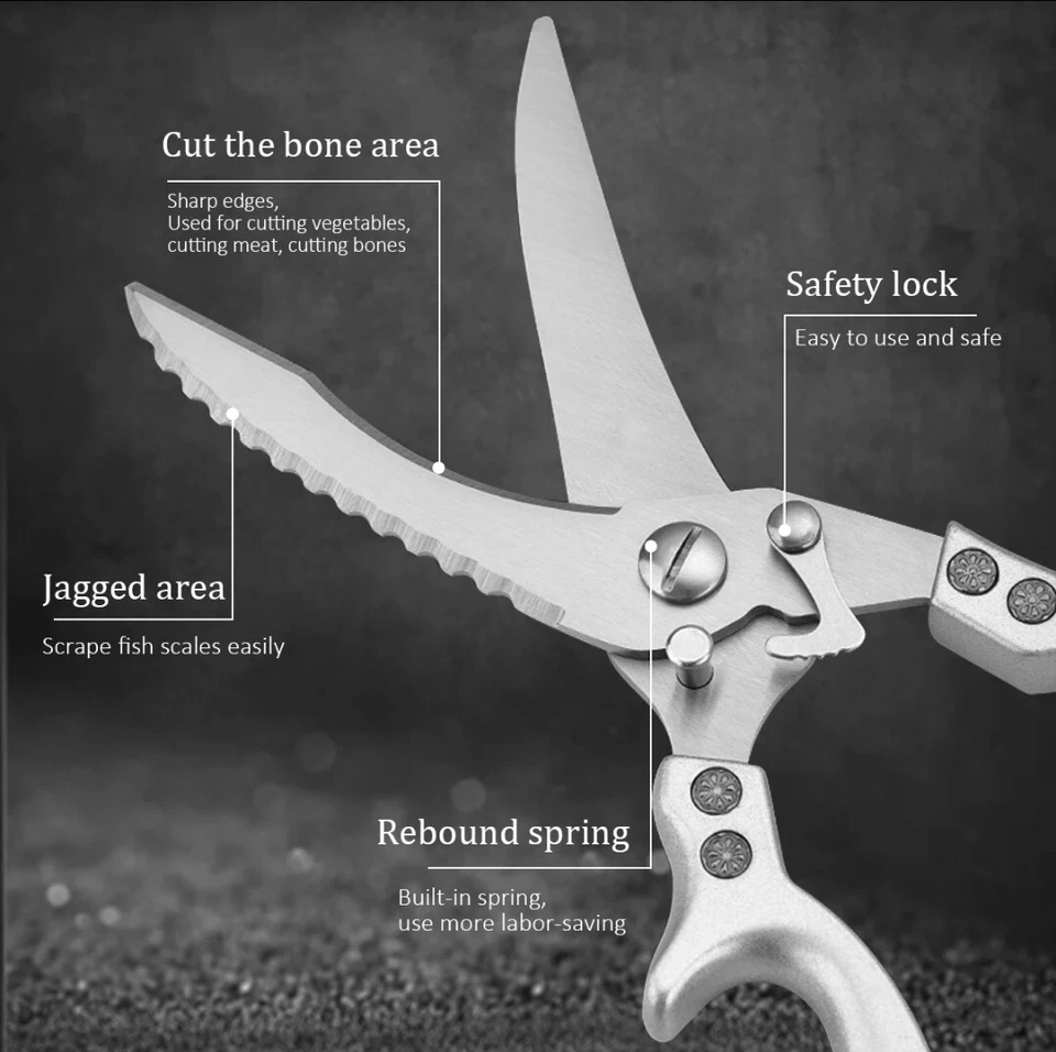 Multifunktion, robuste Hühnerschere Edelstahl, Fleischschere, Küchenschere - Bild 3 von 4