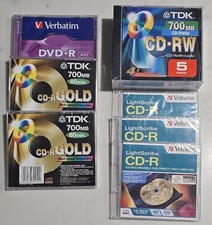 Mixed Lot of 11 Blank Discs: TDK CD-RW 5-Pack, Verbatim LightScribe CD-R, TDK