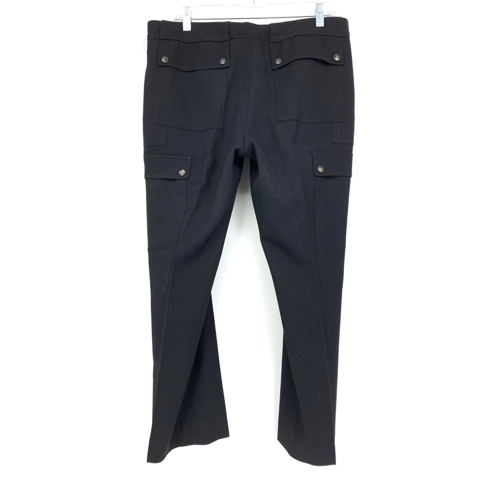 Burberry Cargo Pants Women's Sz 12 Wool Zipper Details Black Slim Straight *READ - Image 2 of 4