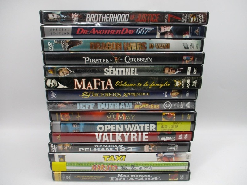 DVD LOT OF 15 PRE-OWNED UNTESTED 007,VALKYRIE,TAXI,NARUTO,NATIONAL TREASURE MORE