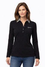 Bogner Cotton Stretch Polo Shirt Black Snakeskin Trim Size M