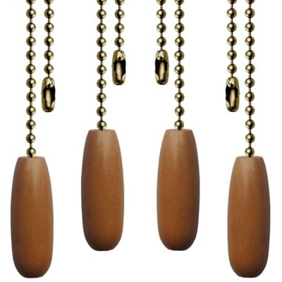 Pack Ceiling Fan Pull Chains 12-inch Beaded Ball Chains Wooden Decorative 4