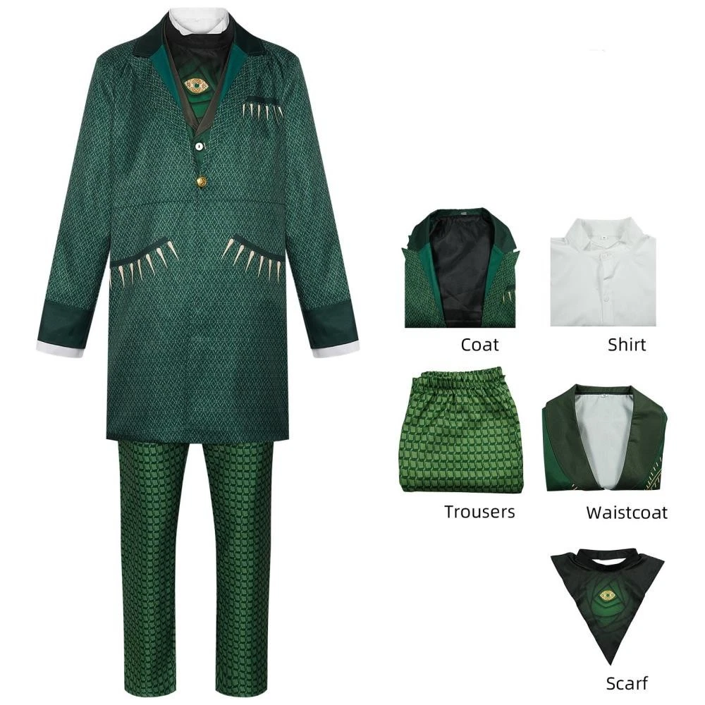 Movie Wicked Cosplay Men's Wizard Green Suit Jeff Men Goldblum Costume