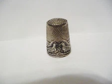 THIMBLE VINTAGE STERLING SILVER TOPAZIO PORTUGAL LOVEBIRDS IN HI-RELIEF