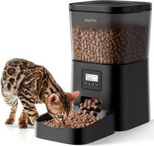 Espelho Automatic Cat Feeder- 4L Timed Food Dispenser 1-6 Meals 4L, Black