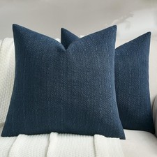 FUTEI Navy Blue Chenille Throw Pillow Covers 18x18, Set of 2