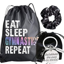 Sportybella Gymnastics Gift Bundle, Gymnastics Charm She Did Keychain, Drawst...