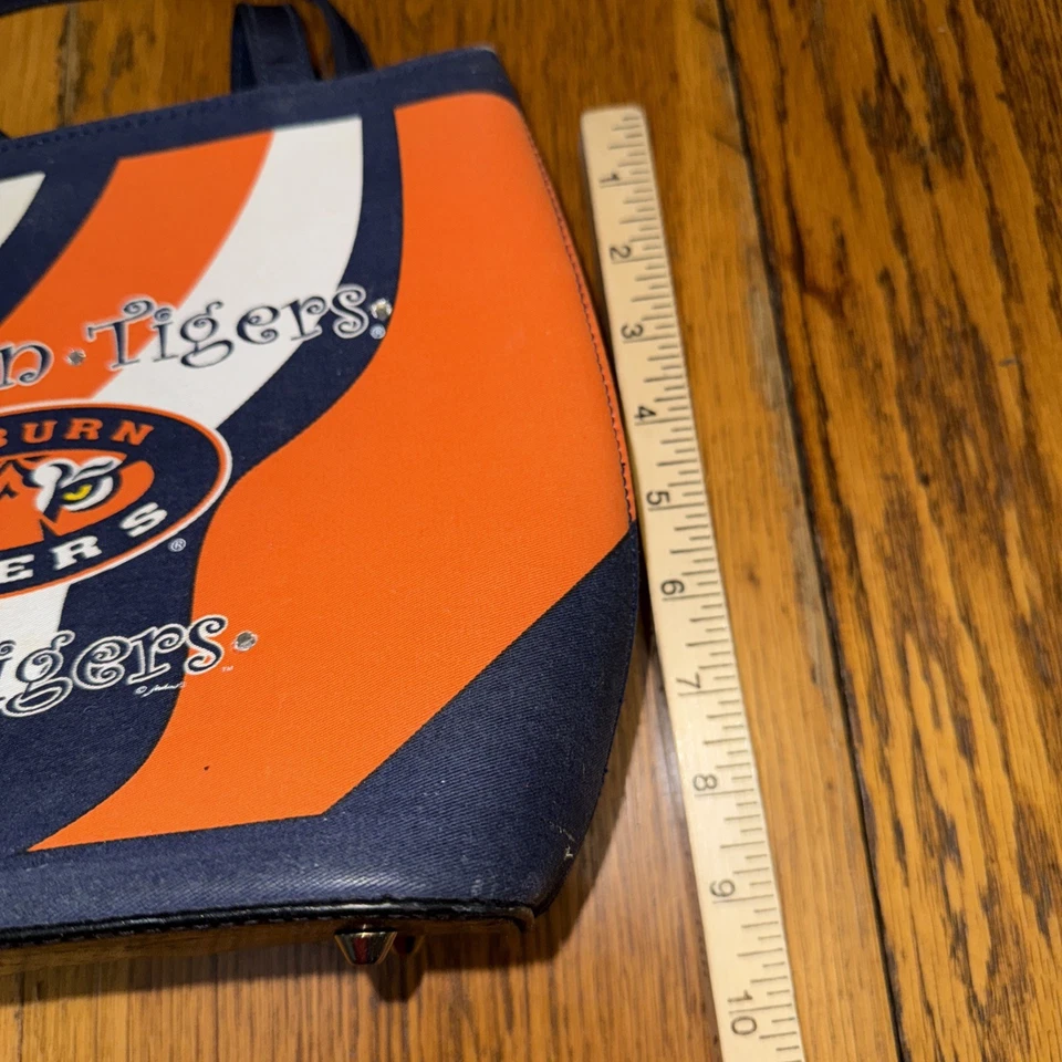 Auburn Tigers Team Logo Women's Fashion Purse w/ Handle Orange Blue White - Image 3 of 4