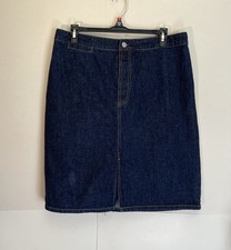 Vintage 90s GAP Indigo Denim Skirt Size 12 100 Cotton 32  Waist 22  Knee Length