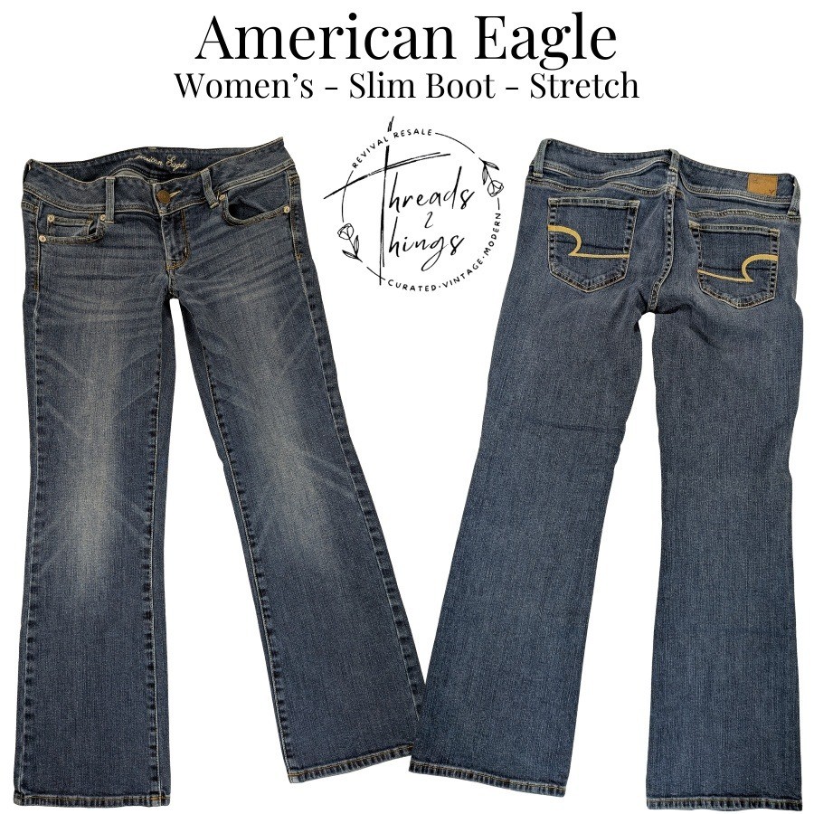 American Eagle Slim Boot Jeans Womens 8 Denim Low-rise Stretch Flare y2k preppy