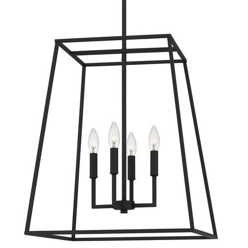 Quoizel PRC2818 Prescott 4 Light 18"W Taper Candle Pendant - Black - Picture 1 of 12
