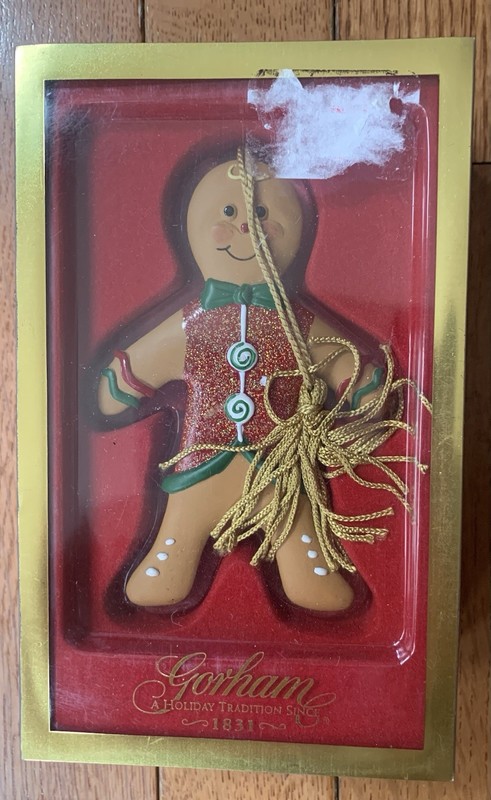 Gorham Holiday Tradition Christmas Ornament Gingerbread Man Cookie Crystal /Box 