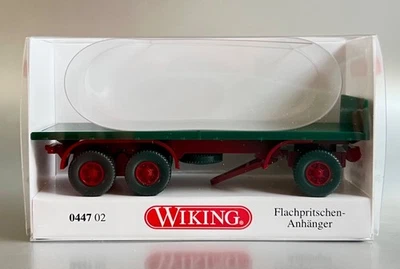 Flachpritschen Anhänger - grün / rot  - Wiking - 044702 - 1:87 - NEU - Bild 1 von 3