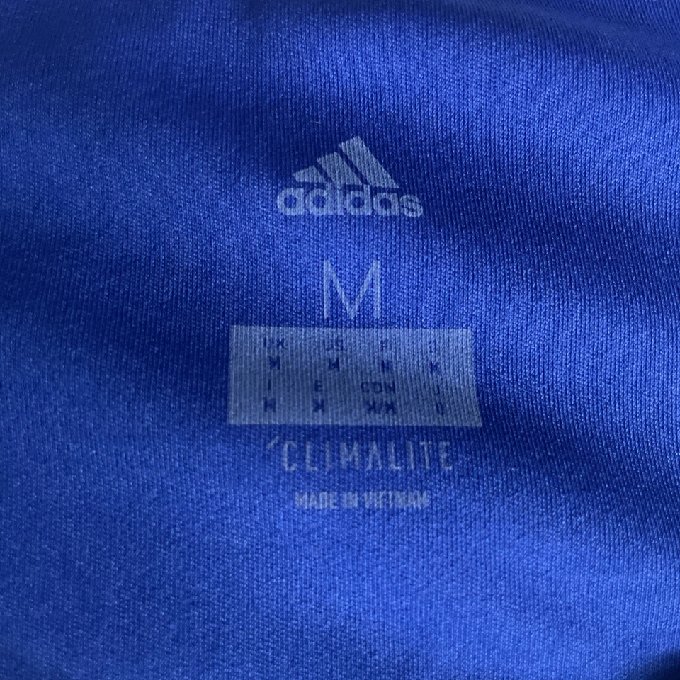 Adidas ClimaLite Med Mens Soccer T-Shirt Blue White Striped Athletic Tee Retro - Image 3 of 4