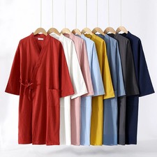 Multi Colors Cotton Long Sleeved Bathrobe with Pocket Home Clothes for Men's and
