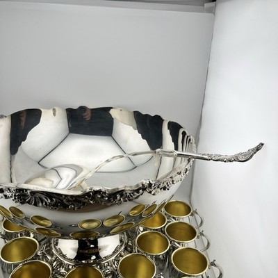 Vintage F.B. Rogers Silver Co. 1883 Silverplate Punch Bowl Set w
