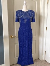 Vintage Late 80s Stenay Silk Beaded Gown With Shoulder Pads READ DESCRIPTION