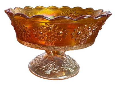 #ad #ad Fenton Carnival Glass Vintage 1930s Marigold Pedestal Dish In Orange Tree Design $13.50