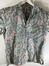 Tori Richard Hawaiian Shirt Mens L Blue White Good Reef Cotton Lawn Button Up
