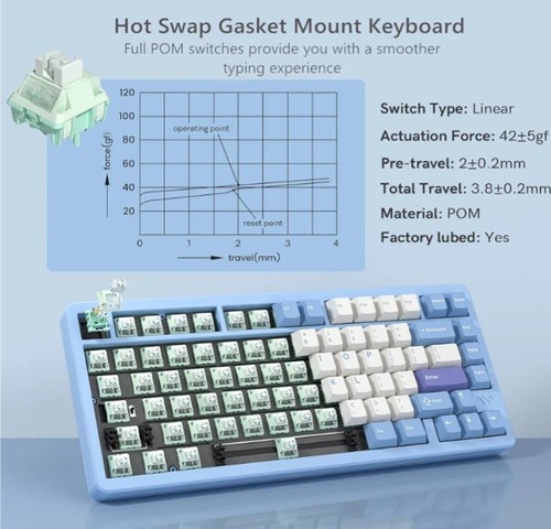 Womier SK75 75% Keyboard with Full Aluminum Wireless Mechanical Gaming Keyboard - Picture 5 of 6