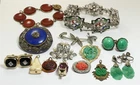 Lot of 14 Vintage Art Deco/Victorian Czech Glass Rhinestone Costume Jewelry