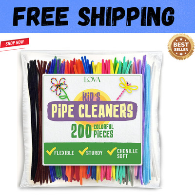 200 Pipe Cleaners Craft Multicolored Craft Pipe Cleaners Bulk, Chenille