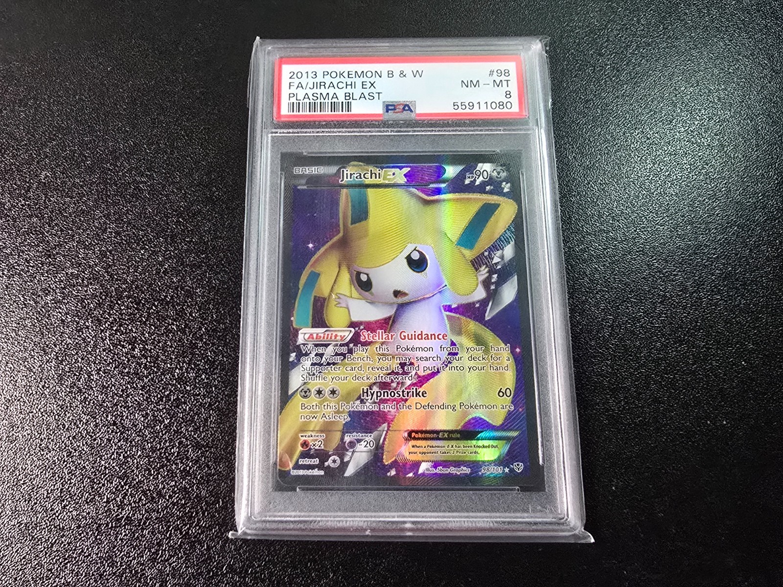 Jirachi EX (98 Full Art) 98/101 Plasma Blast Holo Pokemon 2013 PSA 8