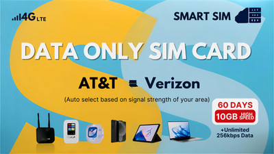 Preloaded 60 Days 10GB Data Sim Card Plus Unlimited At 256KBPS, ATT or Verizon