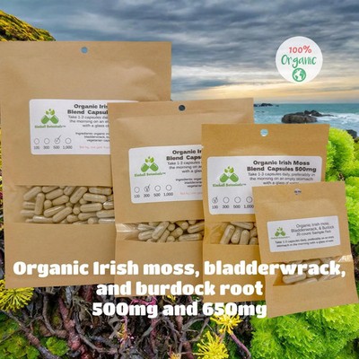 USDA Certified Organic Irish Moss Bladderwrack and Burdock 500mg and 650mg