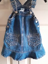Old Navy Baby Girl Denim Dress Size 6-12 Months Jumper Overall Style Used