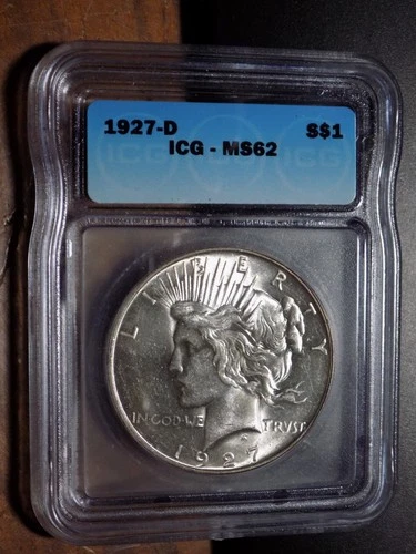 1927-D Peace Silver Dollar - ICG MS62 - Choice BU