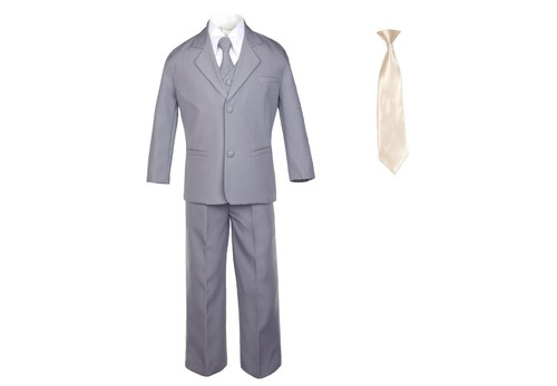 Hermosa New Baby Toddler Boys 6pcs Medium Slate Gray Formal Party Suit +extraTie - Picture 19 of 23