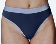 MAIDENFORM Naturally Soft Navy Blue Ging High Leg Brief Panty Womens Sz S 5 XL 8