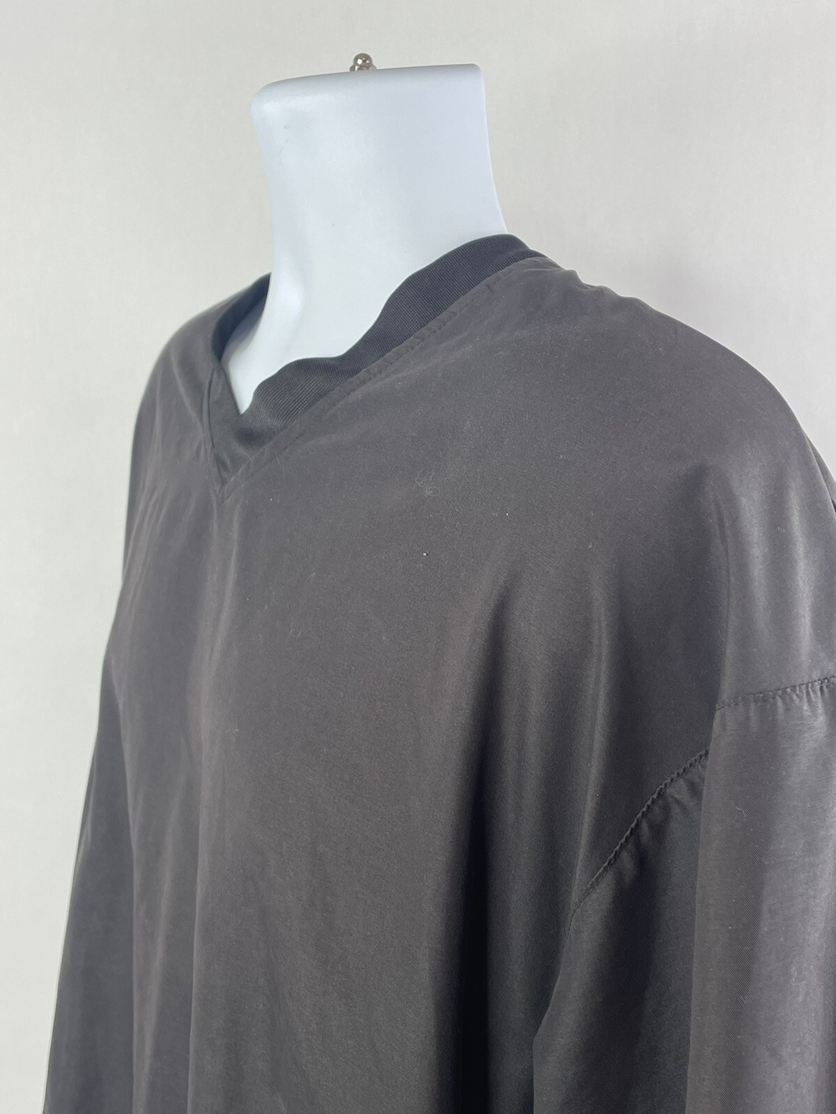 Footjoy Windshirt Shirt Mens Large Black V-Neck Pullover Golf 3/4 Sleeve