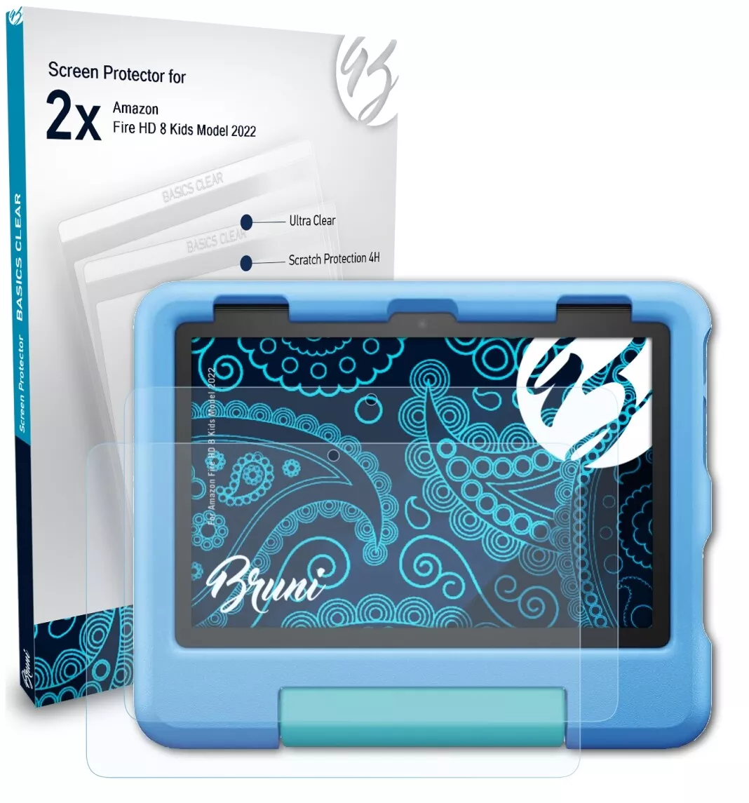 Bruni 2x Protective Film for Amazon Fire HD 8 Kids Model 2022