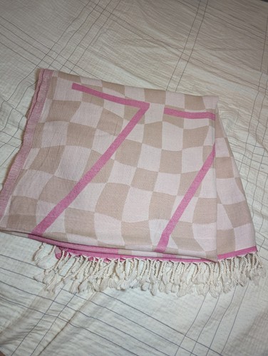 Slr Palm Fizz Towel | Pink Beach Towel With Fringe | Trendy Towel| Lightweight - Picture 7 of 8
