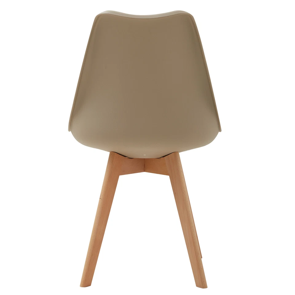 Pack de 4 sillas de comedor, silla diseño nórdico con asiento acolchado, Beige - Imagen 4 de 4