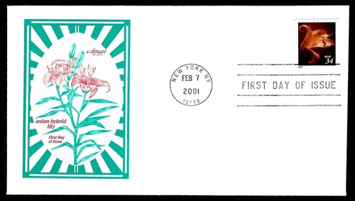USA, SCOTT # 3487-3490, SET OF 4 ARTMASTER FDC COVERS PASTEL FLOWERS, ORCHIDS - Picture 5 of 6